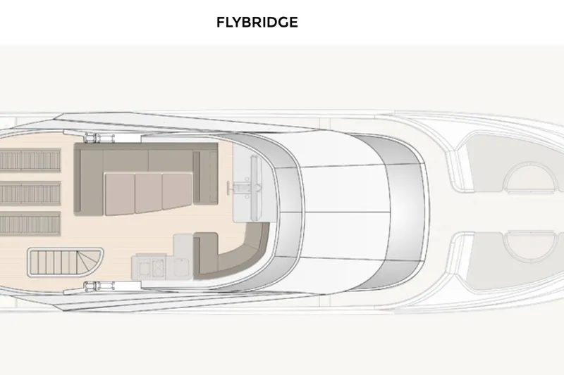 Tyche Yacht Photos Pics 2019 Monte Carlo Yachts MCY 76 flybridge layout with seating and helm station.