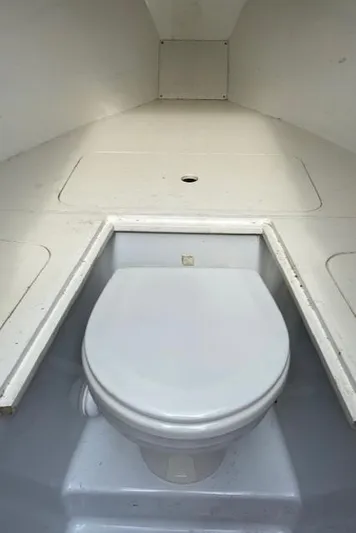 Drift Wood Yacht Photos Pics 2017 Custom Carolina 28 CC Harrison Boatworks interior with marine toilet.