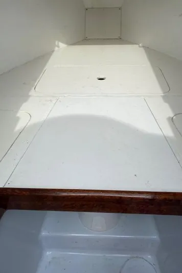 Drift Wood Yacht Photos Pics 2017 Custom Carolina 28 CC Harrison Boatworks interior, featuring a clean, white deck design.