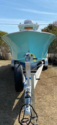 Drift Wood Yacht Photos Pics 2017 Custom Carolina 28 CC Harrison Boatworks on trailer, front view.