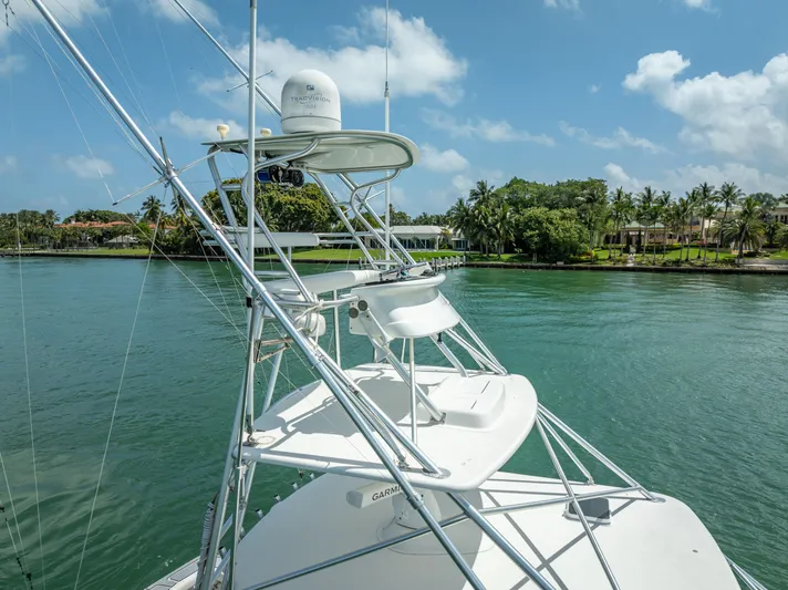 Drill Time Yacht Photos Pics 2006 Tiara Yachts 4200 Open on serene water with lush greenery in the background.
