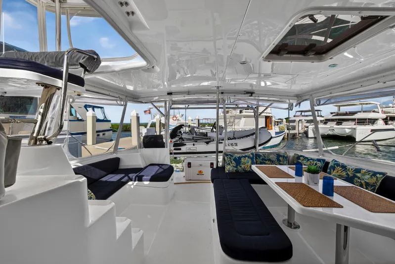  Yacht Photos Pics Luxurious 2016 Leopard 44 Owners Version catamaran interior with spacious seating and elegant decor.