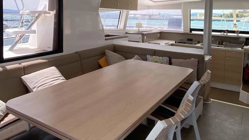  Yacht Photos Pics Interior of a Bali 4.1 yacht, modern design, 2019.