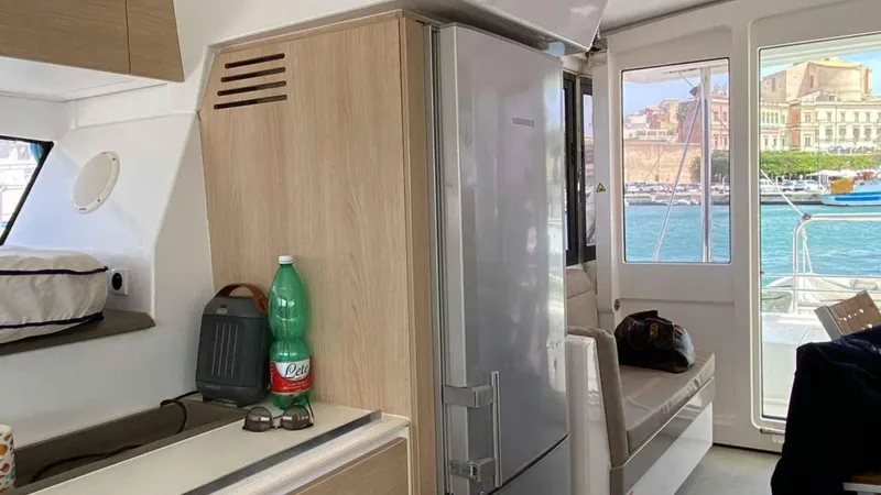  Yacht Photos Pics Interior of a Bali 4.1 yacht with kitchen and sea view.