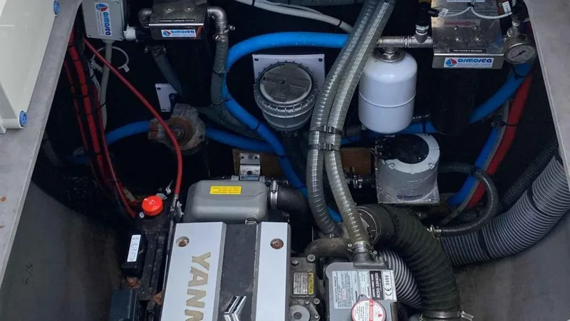  Yacht Photos Pics Engine compartment of a 2019 Bali 4.1 with Yanmar engine.