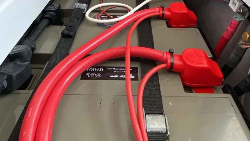  Yacht Photos Pics Battery connections with red cables on Bali 4.1, year 2019.