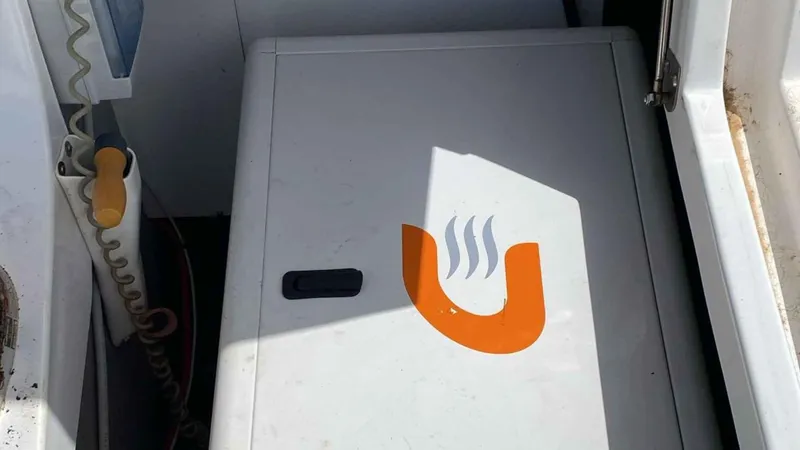  Yacht Photos Pics Bali 4.1 2019 boat cabin with orange logo.