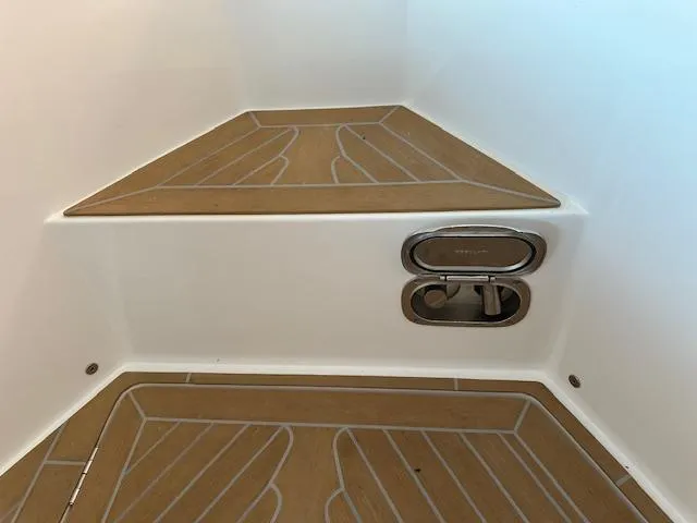 Pardo 38 Yacht Photos Pics Interior view of 2023 Pardo Yachts 38, featuring teak flooring and sleek design elements.