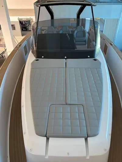 Pardo 38 Yacht Photos Pics 2023 Pardo Yachts 38 with sleek design and spacious deck, featuring modern seating.
