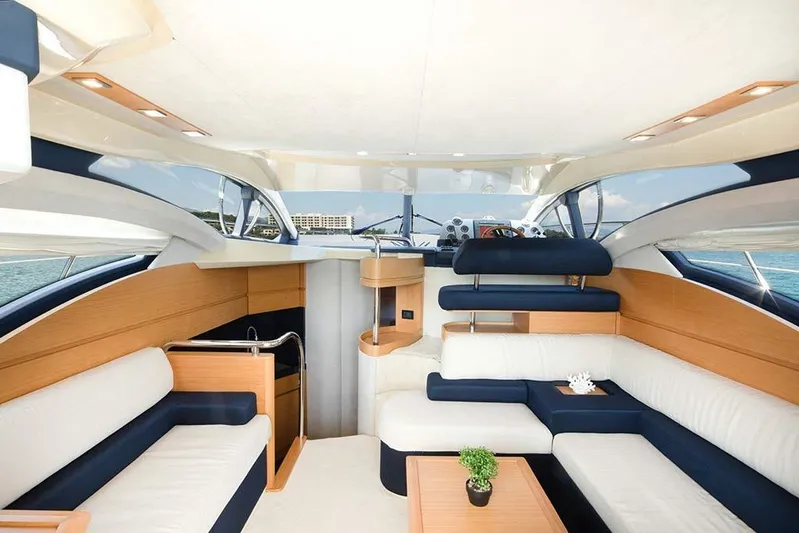  Yacht Photos Pics Luxurious interior of a 2008 Azimut 43 yacht with elegant seating and modern design.