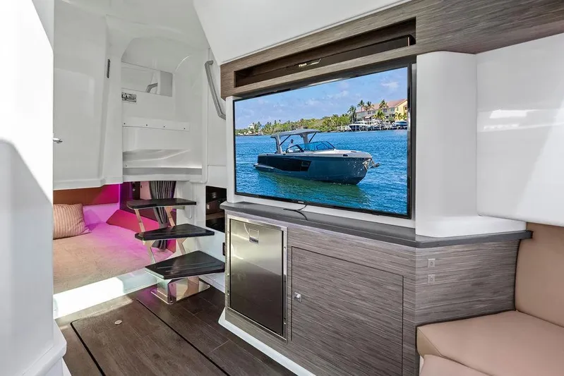  Yacht Photos Pics Interior of 2022 Aviara AV40 OB yacht with modern amenities and sleek design.