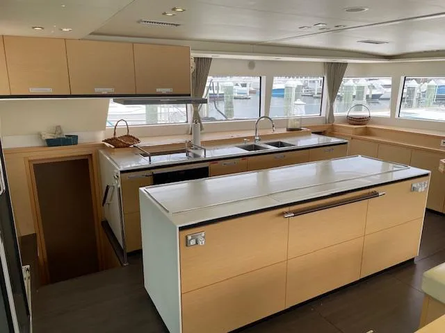 Phoenicia Yacht Photos Pics Modern kitchen on Lagoon 620 yacht, year 2014.