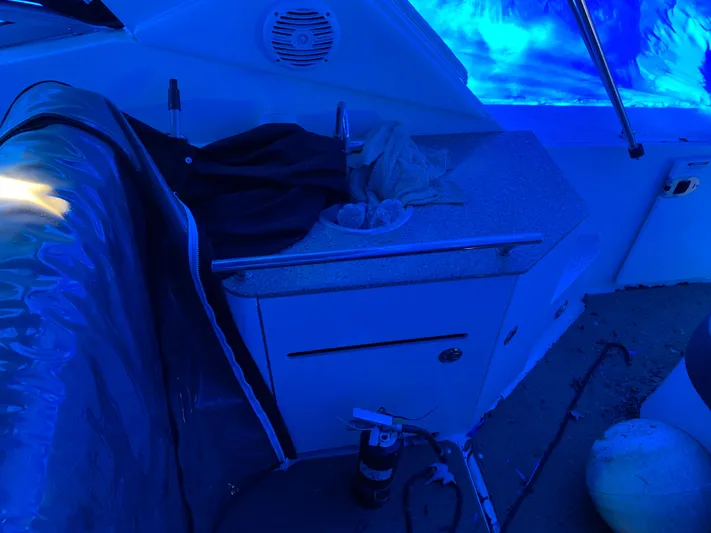 Yacht Photos Pics 2017 Sea Ray Sundancer 310 interior with countertop and blue lighting.