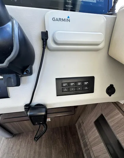  Yacht Photos Pics 2022 Regal 42 XO boat dashboard with Garmin navigation system.