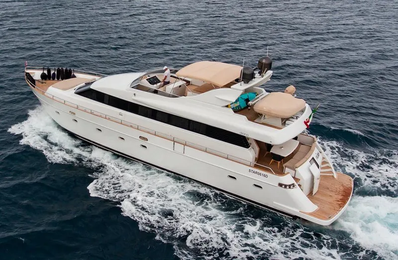  Yacht Photos Pics Luxurious 2005 Diano 24 yacht cruising on open sea, featuring elegant design and spacious decks.
