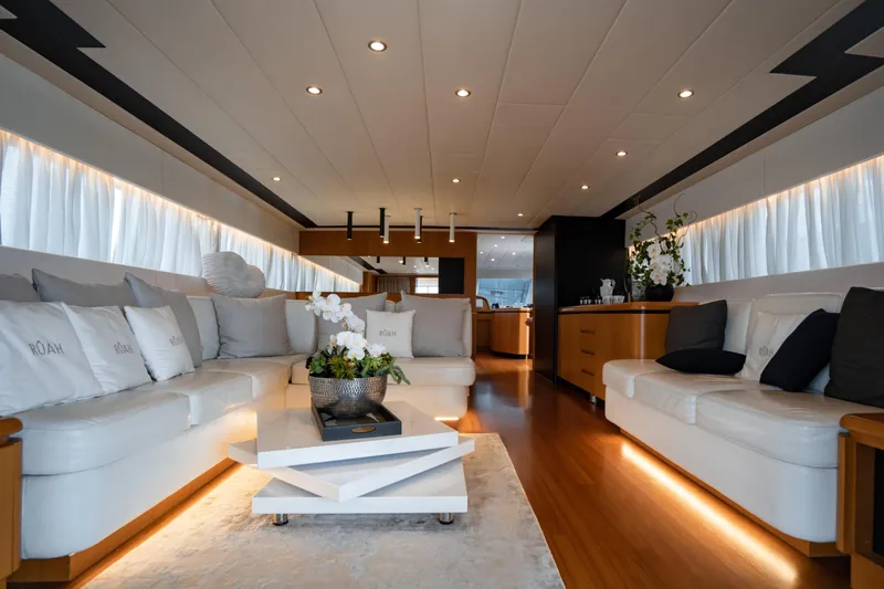  Yacht Photos Pics Luxurious interior of a 2005 Diano 24 yacht with elegant seating and modern decor.