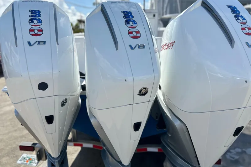  Yacht Photos Pics Triple Mercury V8 outboard engines on a 2025 Contender 35 ST boat.