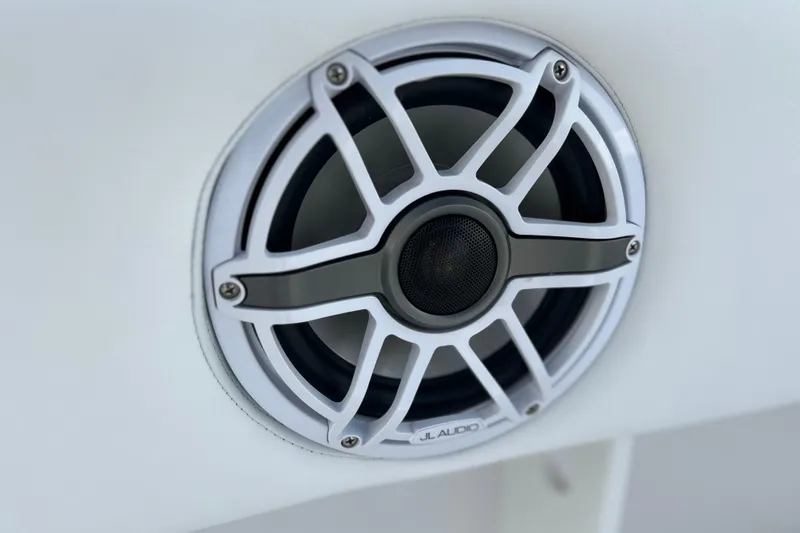  Yacht Photos Pics Close-up of JL Audio speaker on 2025 Contender 35 ST boat.