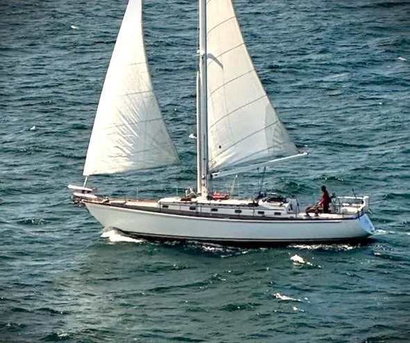 Alice Yacht Photos Pics 1983 Little Harbor 44 sailboat navigating open waters with full sails.