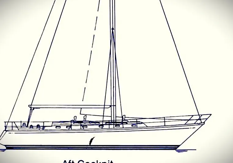 Alice Yacht Photos Pics Line drawing of a 1983 Little Harbor 44 sailboat with aft cockpit design.