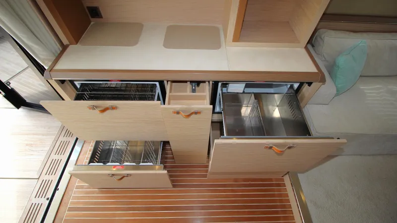  Yacht Photos Pics Modern kitchen drawers in 2015 Beneteau Monte Carlo 6 yacht interior.