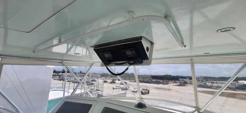  Yacht Photos Pics Interior view of 2004 Viking 52 Convertible yacht's helm station.