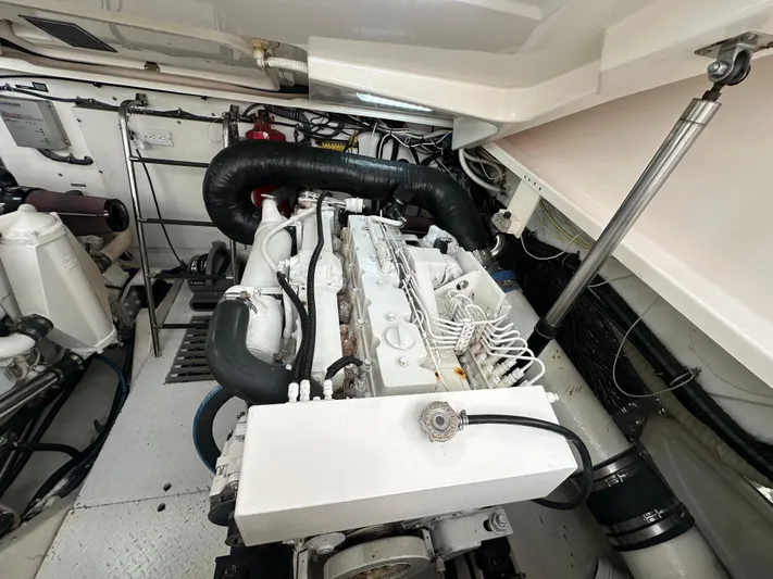  Yacht Photos Pics Engine room of 2005 Tiara Yachts 3600 Sovran, showcasing detailed mechanical components.