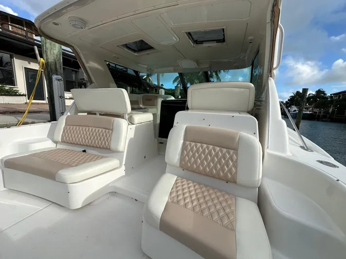  Yacht Photos Pics 2005 Tiara Yachts 3600 Sovran interior with plush seating and elegant design.