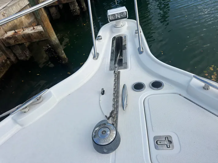  Yacht Photos Pics 2005 Tiara Yachts 3600 Sovran bow with anchor chain and marine equipment.