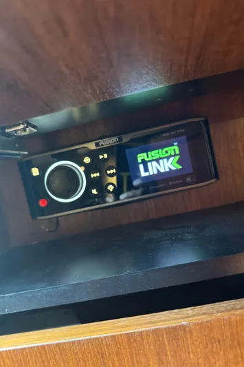 T 2 Yacht Photos Pics Fusion stereo system in a 2006 Tiara Yachts 4300 Sovran, featuring Fusion Link technology.