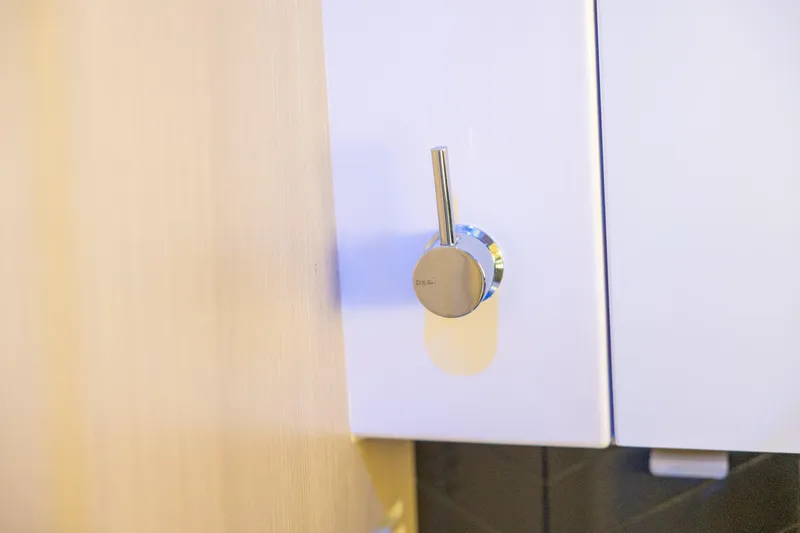  Yacht Photos Pics Chrome handle detail on 2024 Scout 377 LXF interior.