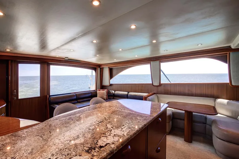 Warden Pass Yacht Photos Pics Luxurious interior of 2010 Viking 57 Sportfish yacht with ocean view.