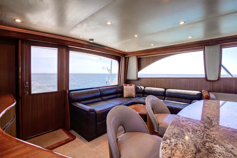 Warden Pass Yacht Photos Pics Luxurious interior of 2010 Viking 57 Sportfish yacht with ocean view.