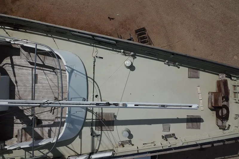  Yacht Photos Pics Aerial view of 2001 Ortona Navi 115 yacht deck, showcasing its layout and features.