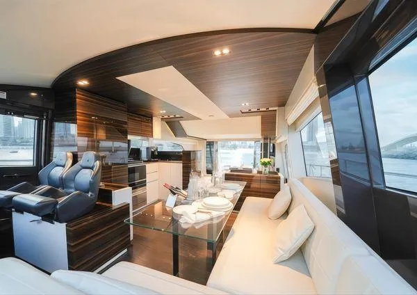  Yacht Photos Pics Luxurious interior of 2019 Ferretti Yachts 670 with modern design and elegant furnishings.