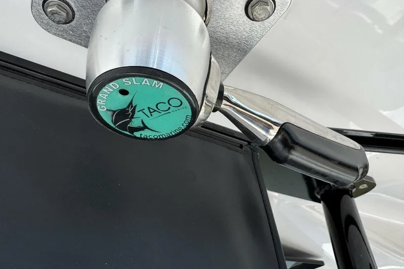  Yacht Photos Pics Close-up of a Taco Marine Grand Slam handle on a 2022 Onslow Bay 33 TE boat.
