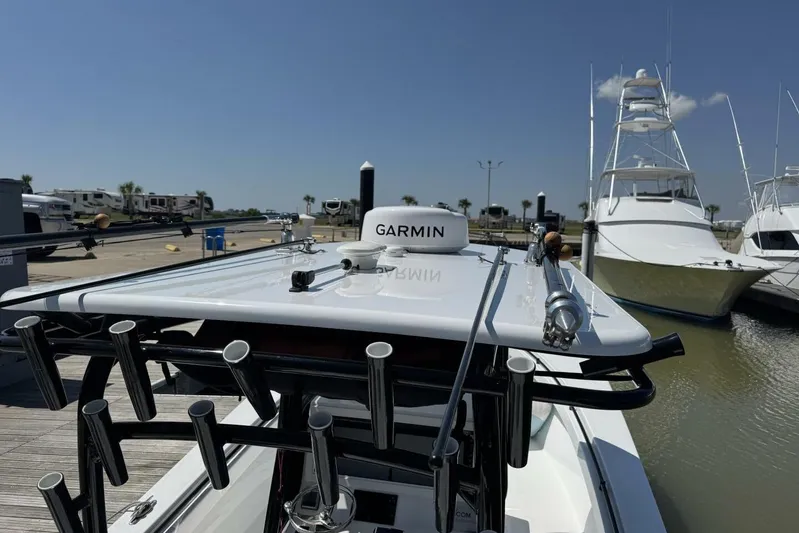  Yacht Photos Pics 2022 Onslow Bay 33 TE boat with Garmin equipment docked at marina.