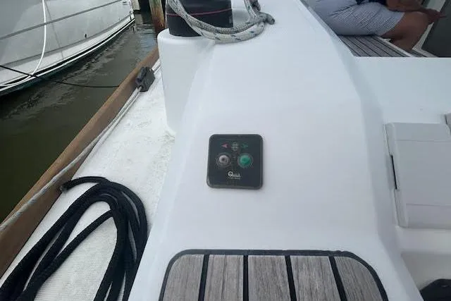 Hummingbird Yacht Photos Pics 2017 Beneteau Oceanis 38.1 yacht deck with control panel and ropes.