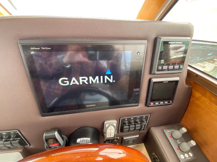  Yacht Photos Pics Garmin navigation system on 2017 Cutwater C-28 boat dashboard with control panels.