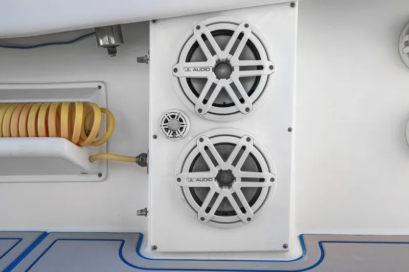  Yacht Photos Pics Speakers and hose on 2013 Invincible 42 Open Fisherman boat.