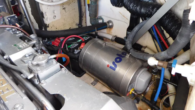  Yacht Photos Pics Engine compartment of a 2003 Formula 40 PC boat, featuring Isotemp water heater.