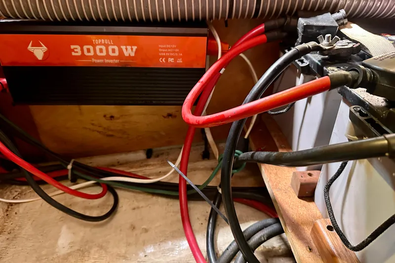  Yacht Photos Pics Power inverter and wiring inside a 2010 Beneteau Oceanis 40 sailboat.