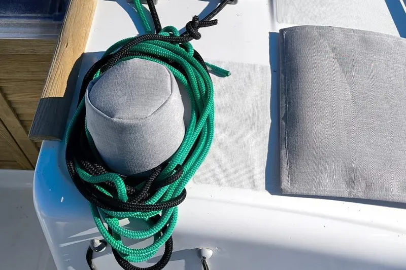  Yacht Photos Pics Coiled ropes on Beneteau Oceanis 40 yacht deck, 2011 model.