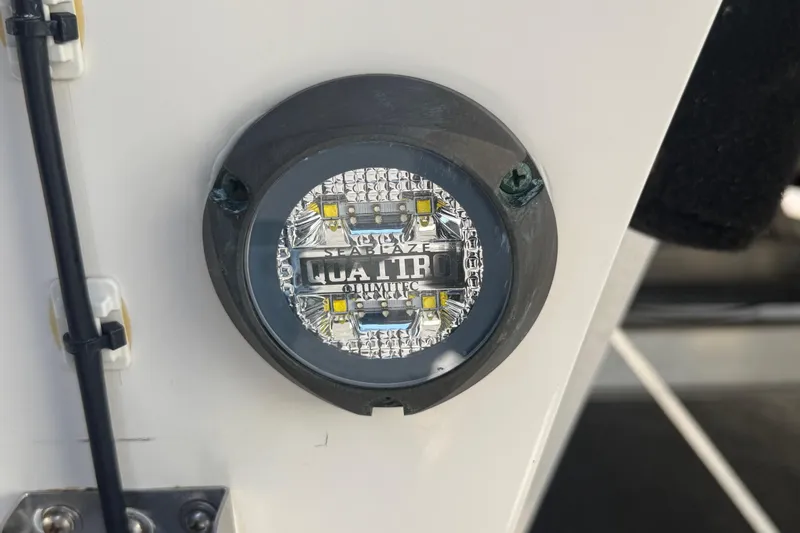  Yacht Photos Pics LED light fixture on Calcutta 263 boat, 2019 model, featuring Quattro branding.