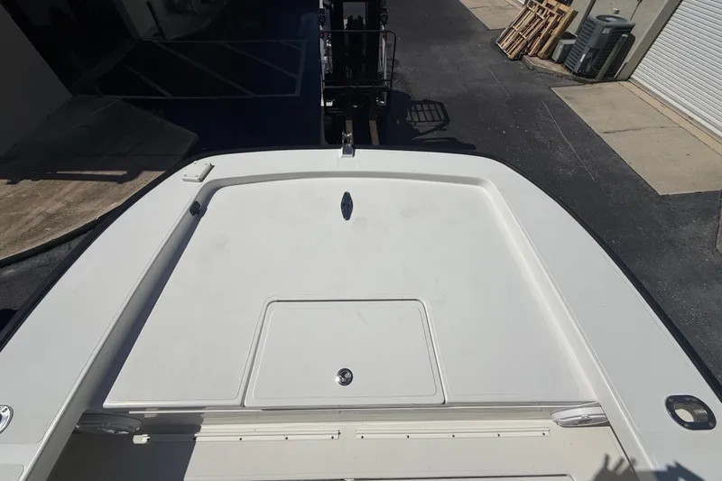  Yacht Photos Pics 2019 Calcutta 263 boat deck, white surface, outdoor setting.