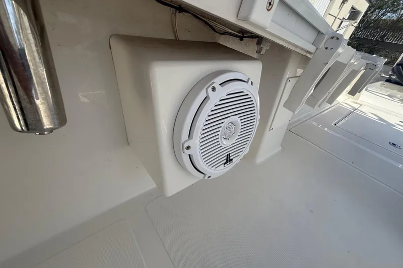  Yacht Photos Pics Boat speaker on a 2019 Calcutta 263, mounted on the deck.