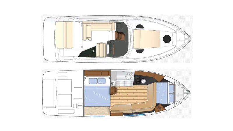  Yacht Photos Pics 2021 Regal 33 Express boat layout with interior and exterior design.