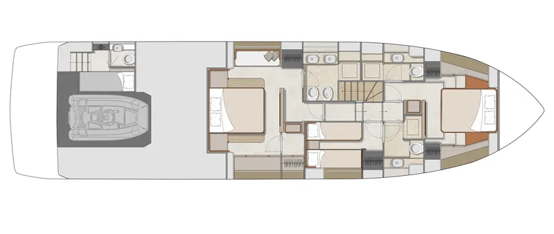  Yacht Photos Pics Floor plan of 2025 Cranchi Sessantadue 62 yacht, showcasing interior layout and design.