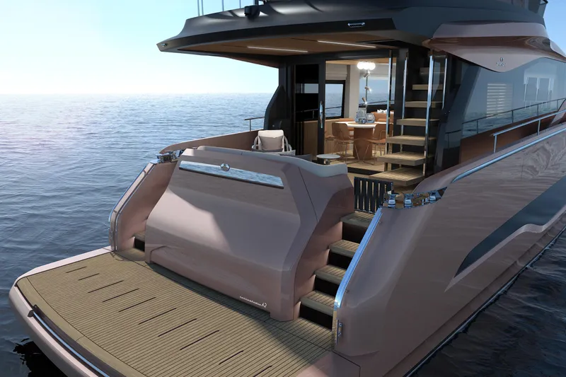  Yacht Photos Pics Luxury Cranchi Sessantadue 62 yacht, 2025 model, with elegant deck and modern interior design.