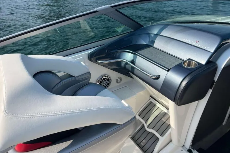  Yacht Photos Pics 2016 Formula 353 FASTech boat interior with sleek dashboard and comfortable seating.